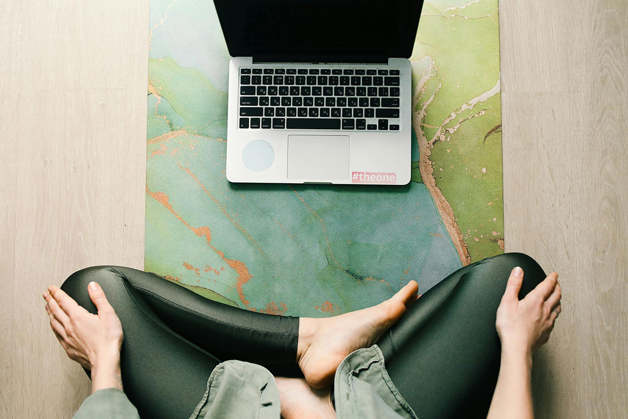 woman-yoga pose-computer